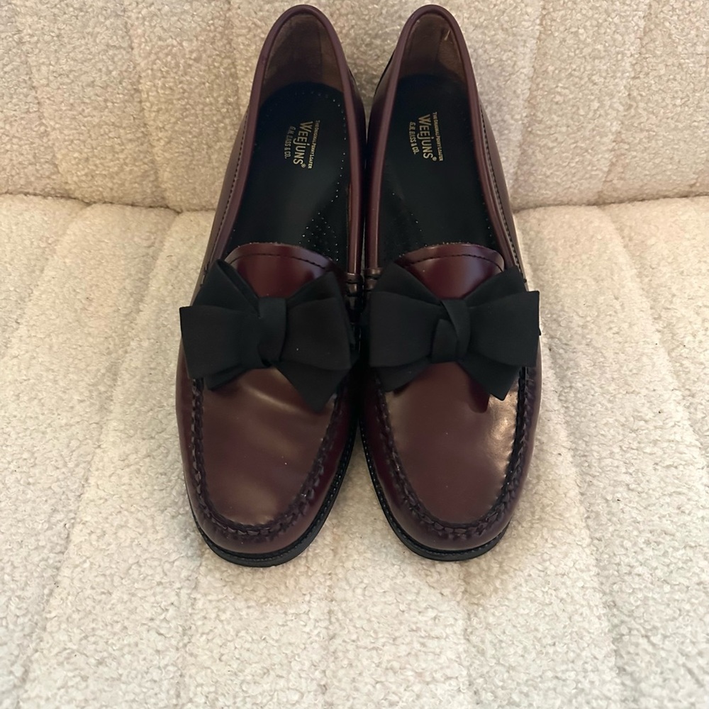 G.H. Bass & Co. Burgundy Loafers with Black Bow